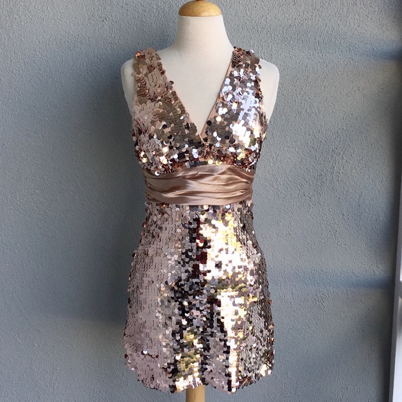 Forever 21 Dresses & Skirts - (SOLD) FOREVER XXI Champagne Sequin Dress Size M